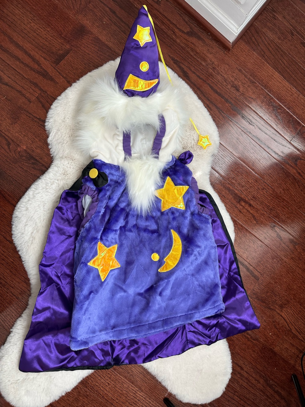 Kids Purple Wizard Costume with Yellow Stars and Moon… fits youth 5-8